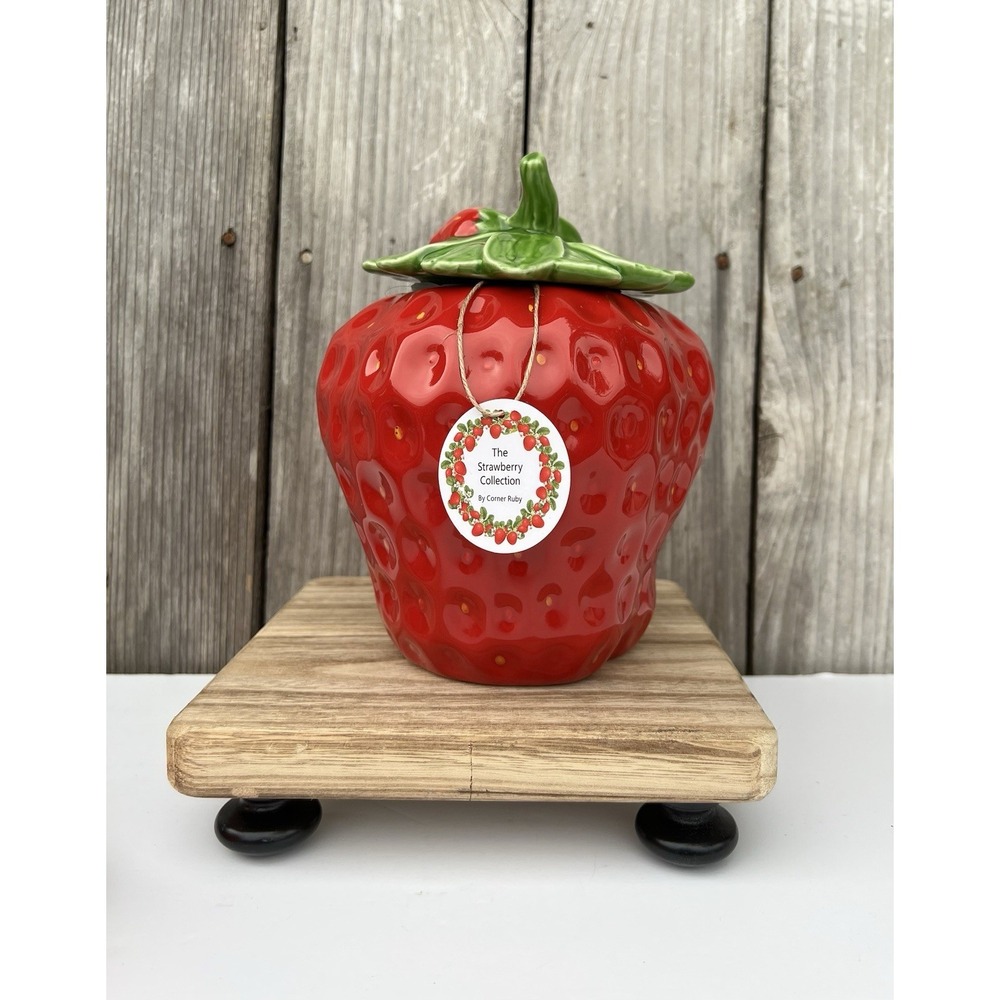 Corner Ruby Strawberry Collection  Cookie Jar~Canister 6"  NEW